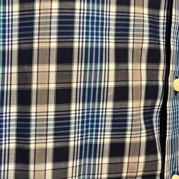 Peter Millar| long sleeve button down plaid shirt in blue, tan and white mens M - Picture 4 of 8